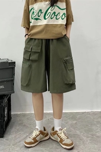 @港风   短裤宽松五分裤男直筒港味显瘦中裤女潮ins DK030-P50图片