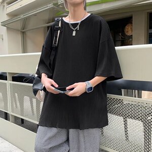 @港风 百褶冰丝ins男气质潮标准城市风貌T恤 DT15-P28图片