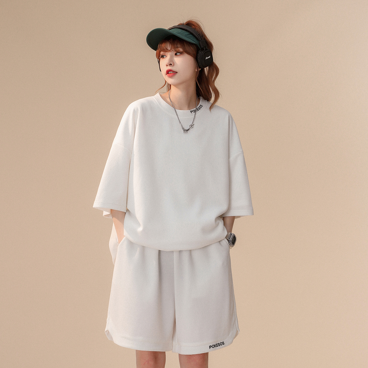 現(xiàn)貨中性風(fēng)男女夏季短袖T恤短褲運(yùn)動(dòng)套裝男大碼刺繡TZ2226/P50，女裝套裝/套裙，星座223（原229-2）