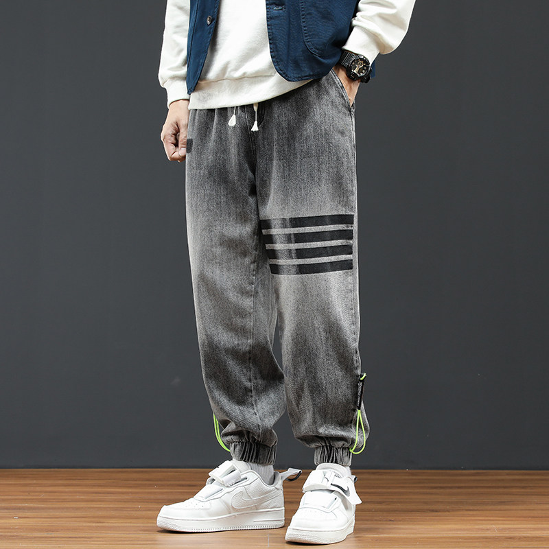 @日系大码M-4XL四条杠渐变色牛仔裤男宽松直筒束脚裤NZ193-P50,男装牛仔裤,星座223（原229-2）