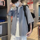 @港风痞帅条纹衬衣港风复古宽松很仙的上衣潮男生CS113-P35，男装衬衫，星座223（原229-2）