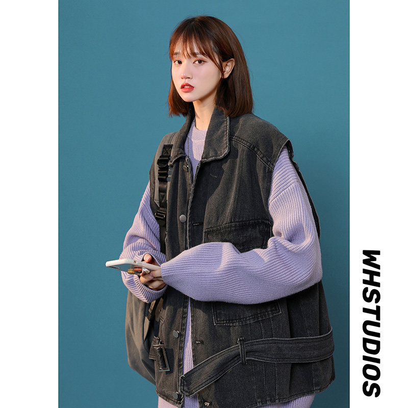 @中性风机能牛仔马甲男女春季新款潮百搭坎肩背心MJ01-P50,男装背心/马甲,星座223（原229-2）