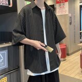 @港风条纹短袖衬衫男夏季ins潮流痞帅衬衣CS113-P35，男装T恤，星座223（原229-2）