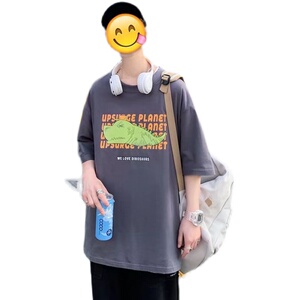 @港风 卡通印印短袖T恤男潮流纯棉打底半袖DT18-P25图片
