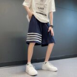 @港风美式短裤男夏季薄款冰丝华夫格运动裤子潮牌DK068-P30，男装牛仔裤，星座223（原229-2）