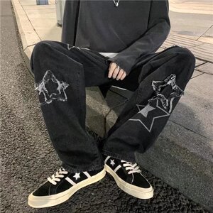 @港风  ins潮流直筒裤宽松拖地牛仔裤水洗立体长裤 NZ207-P48图片