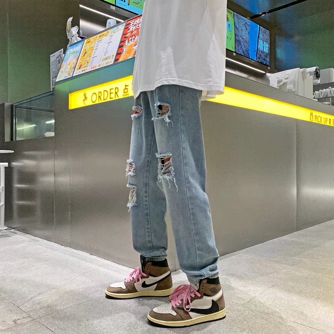 @港风直筒哈伦阔腿裤坠感裤子男韩版潮流牛仔裤NZ248-P40,男装牛仔裤,星座223（原229-2）