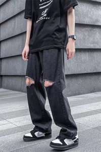 @港风 M-5XL  直筒破洞乞丐牛仔裤男生大码长裤 NZ242-P45图片