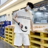 @港风无袖连帽短袖卫衣套装男夏季一套衣服TZ02-P45，男装T恤，星座223（原229-2）