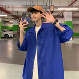@港风坠感个性扣子七分袖衬衫男夏季防晒短袖衬衣CS132-P35，男装防晒衣，星座223（原229-2）