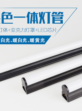 彩色T8灯管一体化LED日光灯喷黑色外壳餐饮火锅店高亮t5支架全套