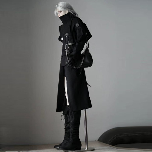 BJD75叔宽松中长款英伦绅士风衣