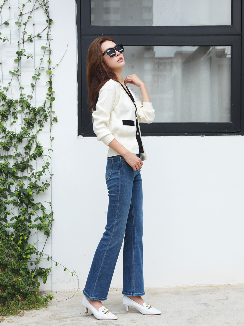 美式微喇牛仔裤女 MiniBrand春夏不挑腿型高腰显瘦百搭蓝色喇叭裤