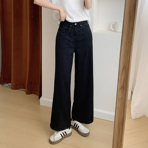 MiniBrand高腰阔腿显瘦牛仔裤女