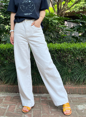 Mini Brand夏季新款老钱超薄原生无染色棉麻高腰牛仔裤直筒阔腿裤