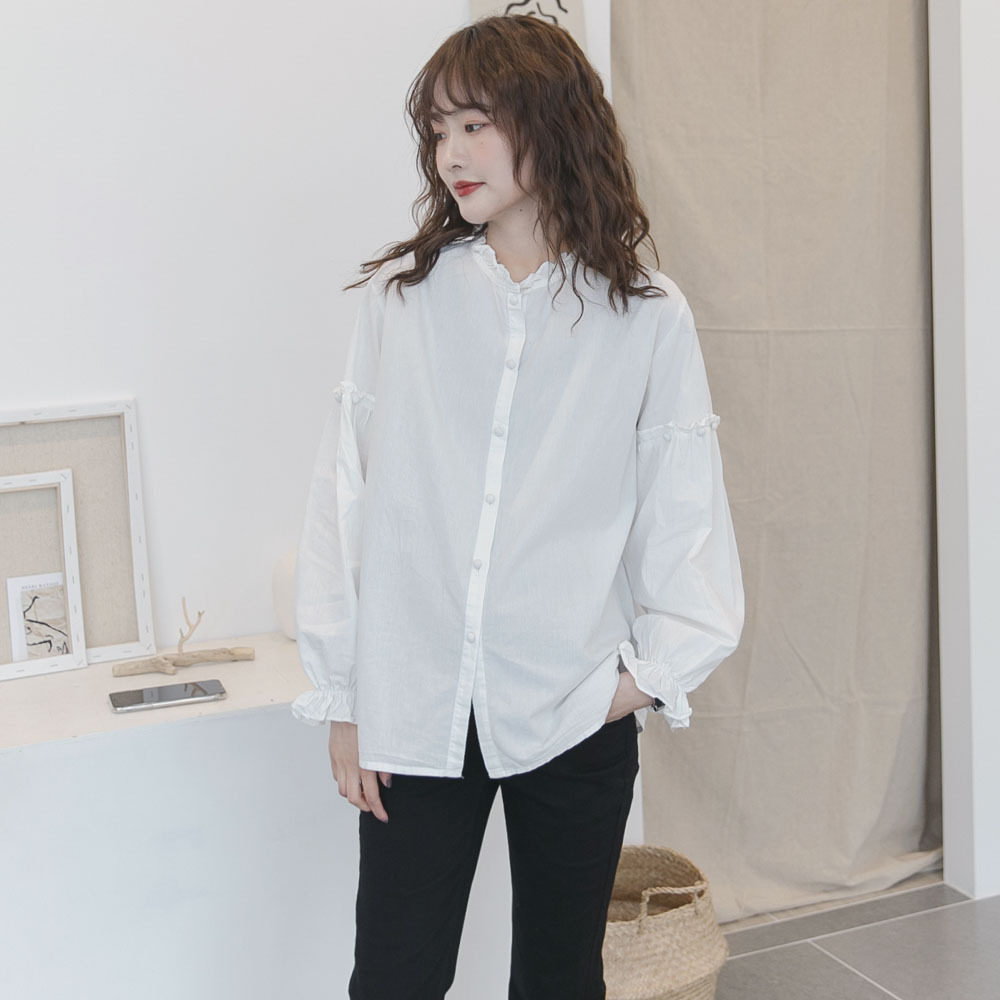 출산 셔츠 중간 길이 봄 여름 캐주얼 흰색 셔츠 느슨한 전문 여름 착용 작은 신선한 탑 출산 착용 유행