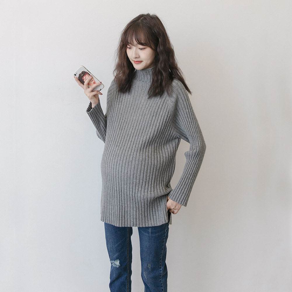 터틀넥 출산 스웨터 가을 겨울 새로운 한국 스타일 블랙 패션 바닥 느슨한 대형 긴팔 탑 겨울 착용