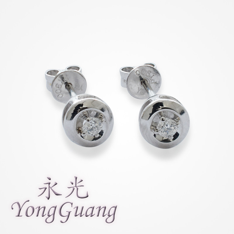 PT900铂金10分天然钻石耳钉耳环耳饰单钻椭圆形气质女款
