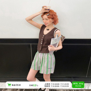 milktina定制丨小众设计布朗非对称纽扣马甲 女