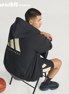 阿迪达斯男女同款2025冬季连帽大LOGO印花保暖薄绒运动外套KB3064