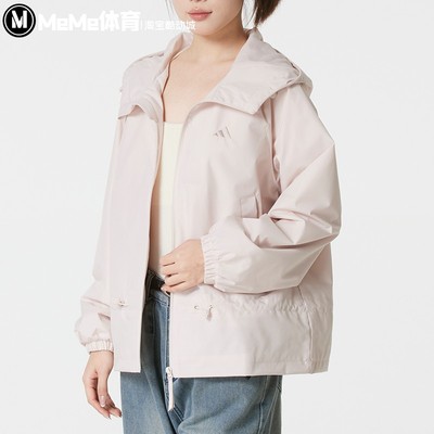 阿迪达斯2026春季新品女子户外运动连帽保暖薄绒防风衣外套KS2808