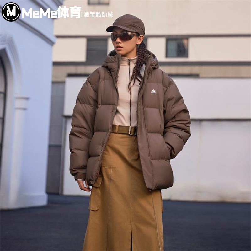 阿迪达斯男女外套2024冬款拒水防风保暖运动鸭绒面包羽绒服JM9127
