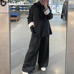 阿迪达斯三叶草女裤2025夏款缎面提花新中式阔腿裤运动长裤KB6406