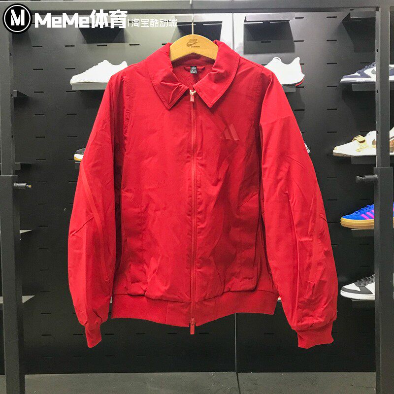 阿迪达斯夹克男2025蛇年新年款红色加绒飞行员外套运动服JZ4193