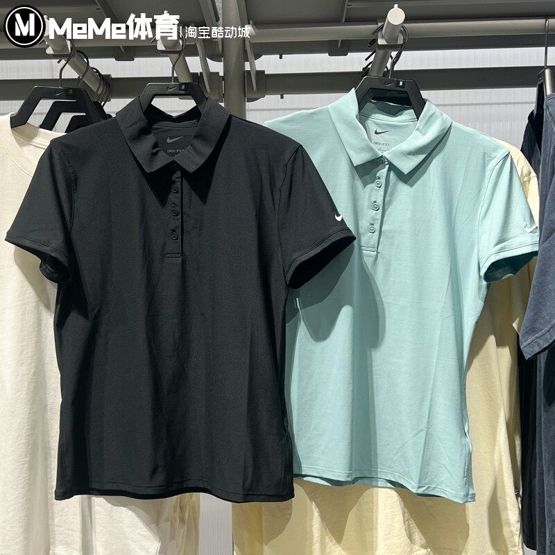 Nike耐克女装2025秋款纯色高尔夫运动翻领短袖T恤 FQ1575-010-017