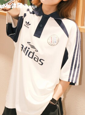 阿迪达斯三叶草男装2025夏季款纯棉宽松复古球衣短袖POLO衫KD0945