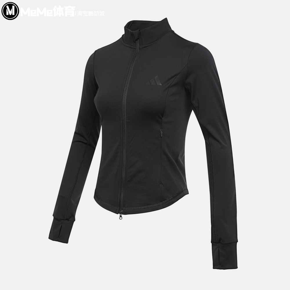 阿迪达斯女装2025秋季新品修身显瘦立领指姆扣健身运动外套KF2666