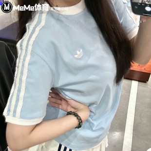 刺绣小标学院风休闲T恤KC8819 KC8820 2025秋款 阿迪达斯三叶草女装