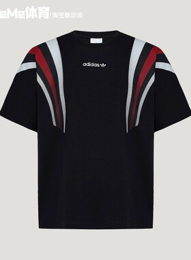阿迪达斯三叶草男装2026春款拼色印花纯棉亲肤运动短袖T恤 KW2015
