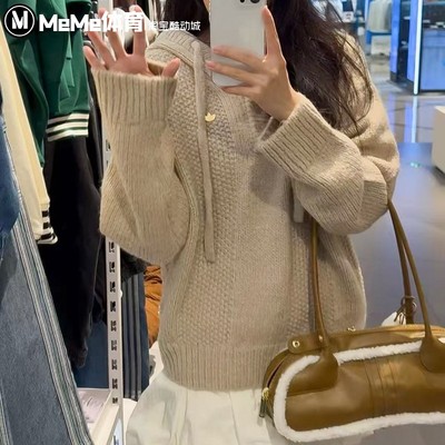 阿迪达斯三叶草女装2025冬季新品休闲甜酷软糯连帽套头毛衣KS5968