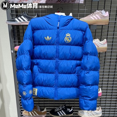 阿迪达斯三叶草男装棉服2026新年款皇马中国结保暖连帽外套JZ2238