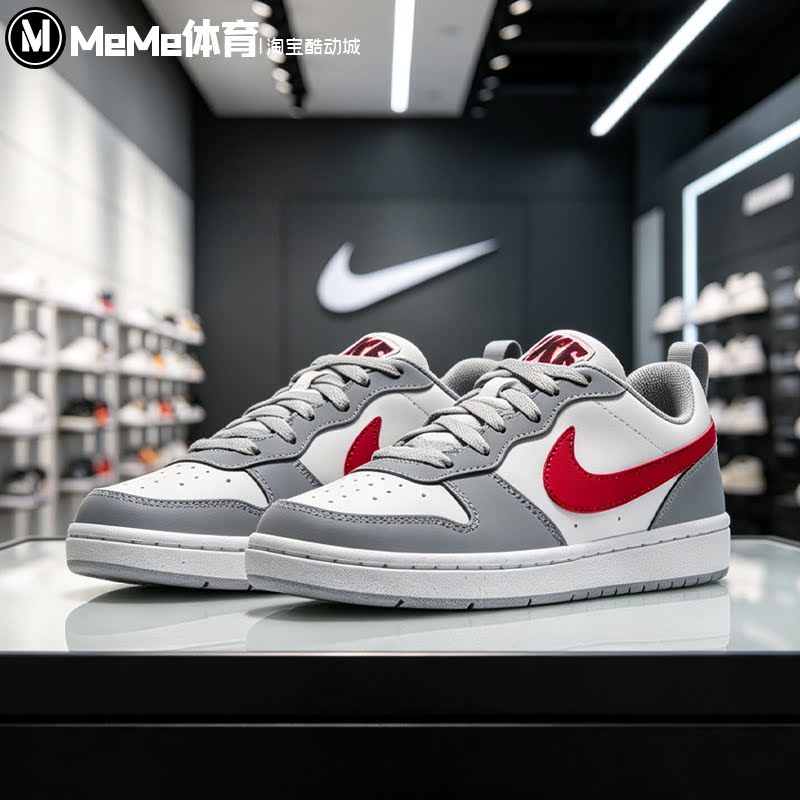 Nike耐克大童鞋2026冬季COURT白灰酒红勾复古百搭板鞋 IZ2079-100