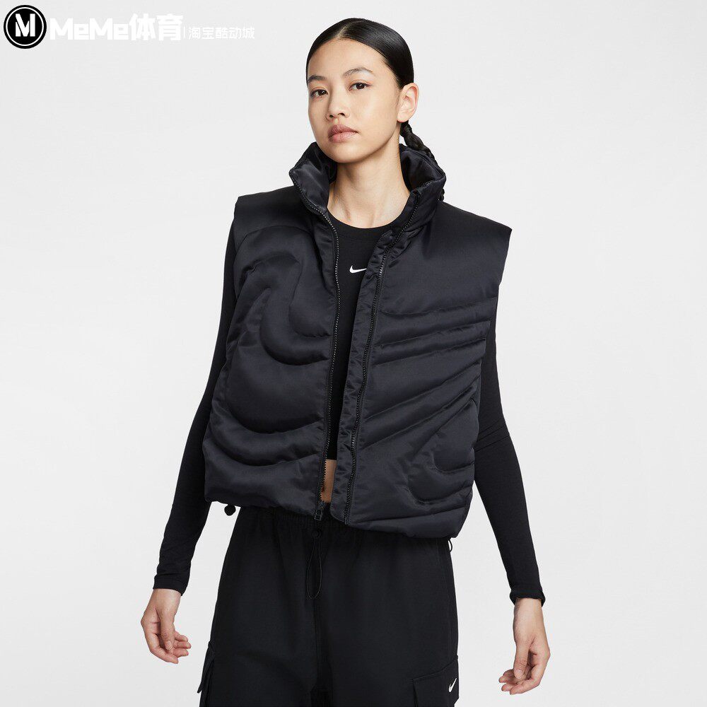 耐克暖钩羽绒服系列女装2025冬款简约保暖羽绒马甲背心IH8008-010