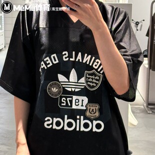 阿迪达斯三叶草男子足球运动T恤2025夏款网眼透气宽松球衣 KD6252