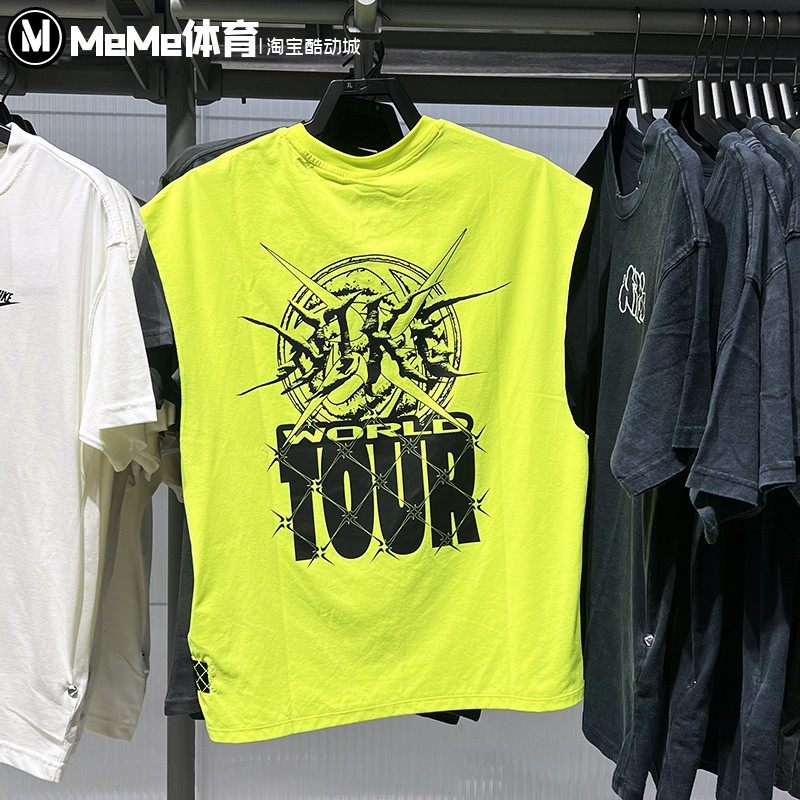 耐克男装2025秋季款亮眼荧光黄篮球运动速干背心T恤衫 HV1889-702