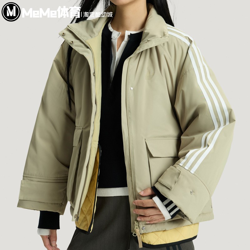 阿迪达斯三叶草女子棉服2026春新品假两件宽大保暖运动外套KS5331