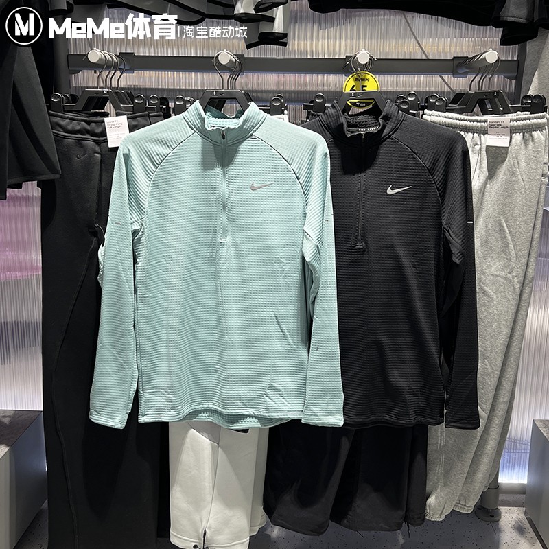耐克男子上衣2025冬季拒水加绒轻盈华夫格运动长袖T恤HV2708-017