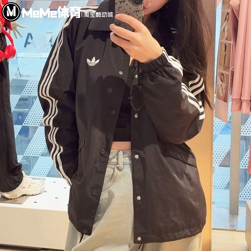 三叶草男女复古宽松翻领夹克外套