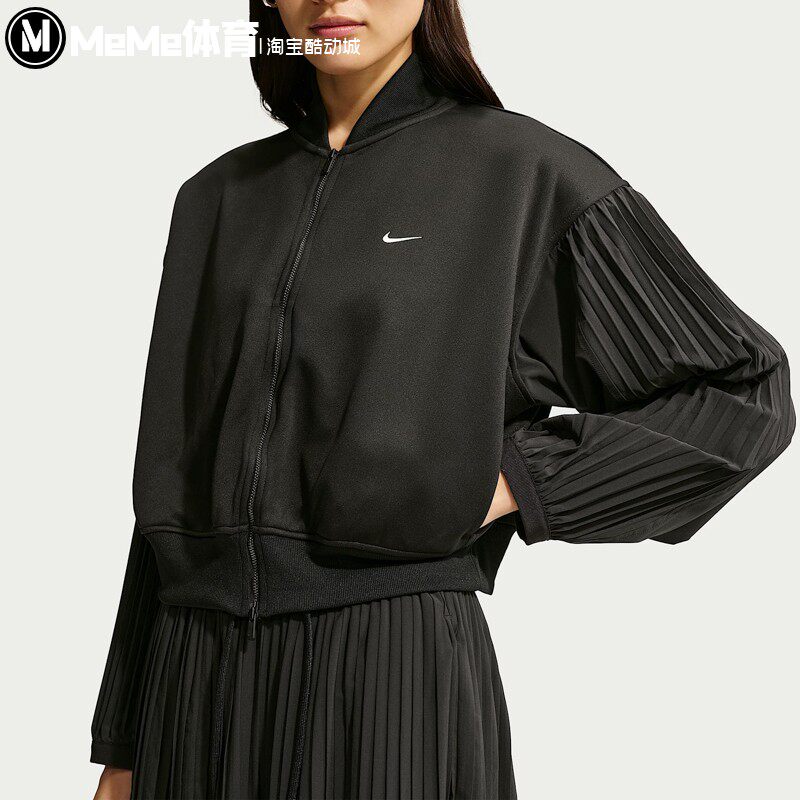 耐克女装2026春季新品甜酷黑色宽松褶裥袖运动夹克外套IQ0437-010