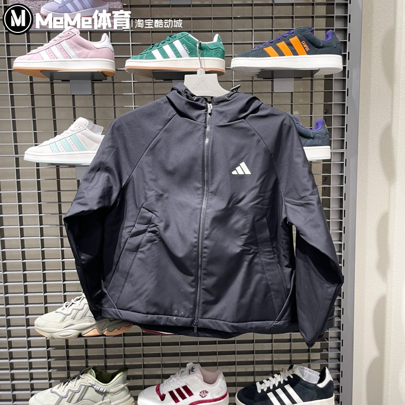 阿迪达斯女装2025冬季新品户外防风保暖冲锋衣运动夹克外套KC0054