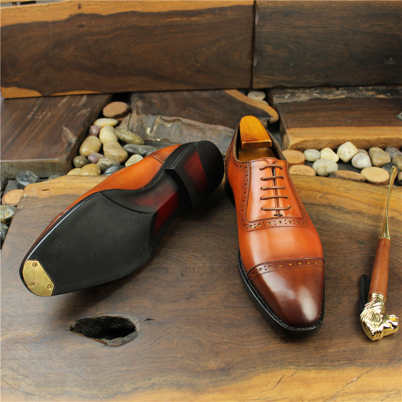 凯鹏透气牛皮正装商务琴底皮鞋