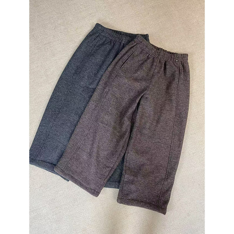 复古风设计感加厚羊绒松紧腰休闲裤宽松阔腿裤灰色直筒裤25090-1,女装/女士精品,汉服裤装,淘宝优惠券,粉丝福利购,淘宝优惠卷