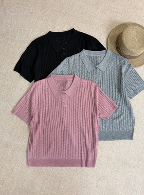 时尚百搭POLO领麻花针织短女夏季减龄上衣女装2906