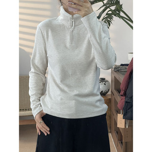 通勤风半拉链立领卫衣女宽松显瘦百搭长袖 上衣简约513