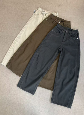 2025秋冬新款加绒加厚直筒牛仔裤女宽松显瘦百搭休闲长裤-86111