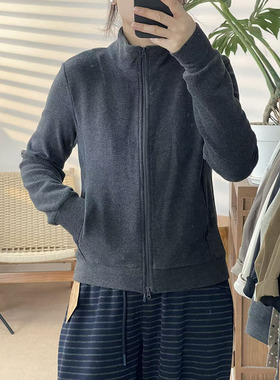 2025秋冬新款立领双拉链开衫卫衣外套女宽松显瘦百搭休闲上衣0595